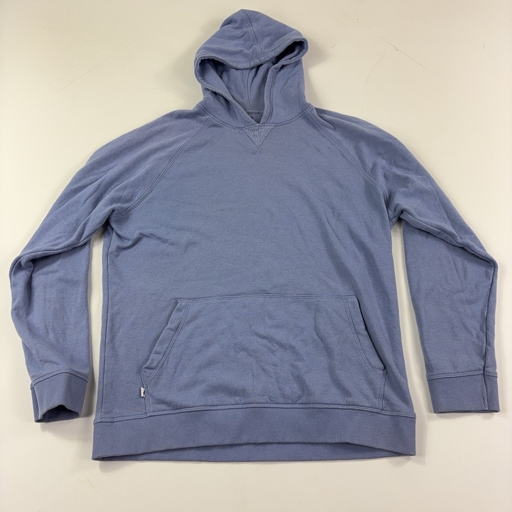Johnnie-O Hoodie Mens Large Blue Pullover Fleece Kangaroo Pocket Logo Sweatshirt